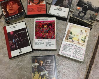 Vintage Cassette Tapes Capitol Apple Records Beatles Cream Elton John Simon Garfunkel Alices Restaurant Heart 1960s 1970s Rock Roll 8 Track