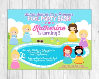 Disney Princess Pool Party Invitations 6