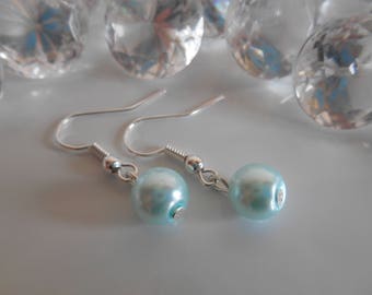 Wedding Pearl Earrings sky blue