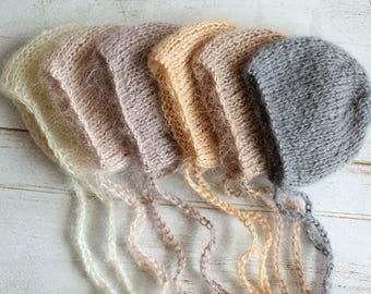 Newborn hat, 10 COLORS, newborn mohair hat, baby girl hat, baby boy hat, new born photo prop, photography