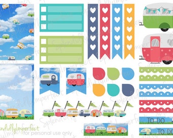 Vintage Glamper stickers for Erin Condren Life Planners