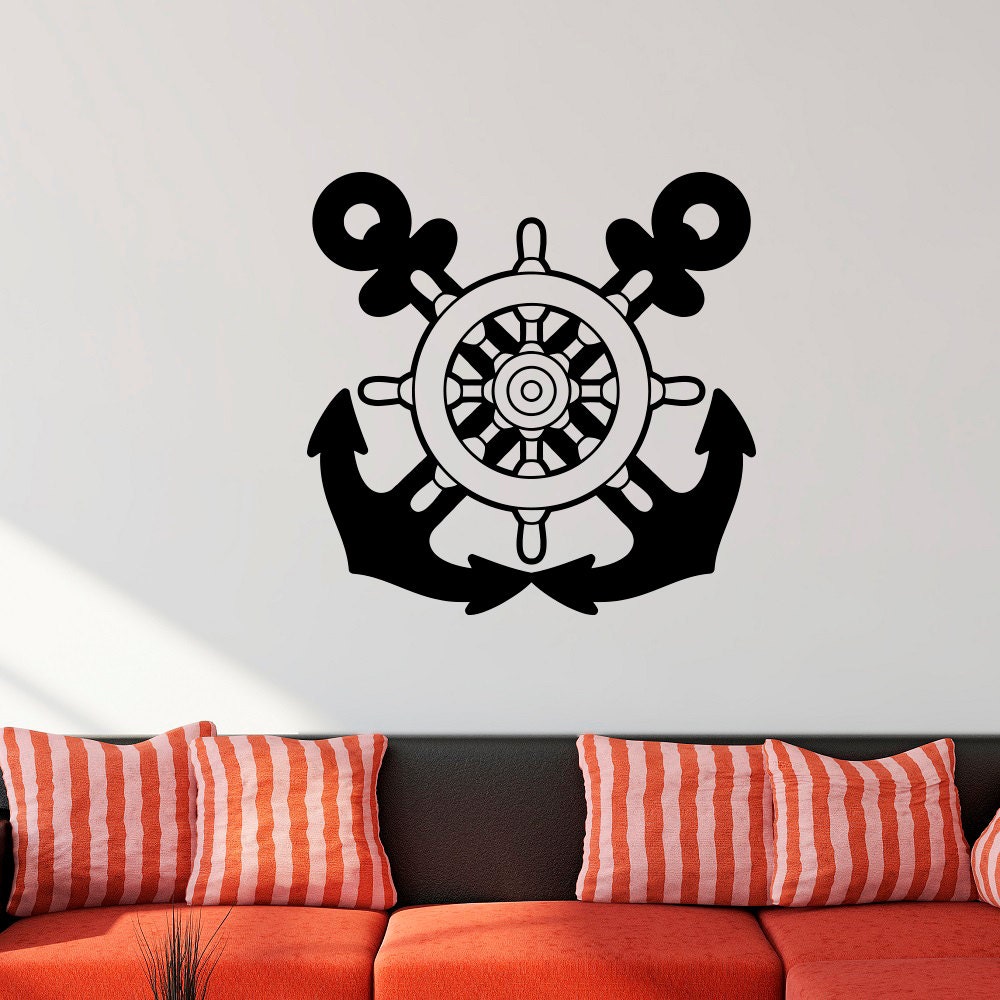 Nautical Wall Decal Anchors Stickers Ship Wheel Decor Sea 