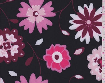 Black/Pink Floral Activewear, Fabric By The Yard