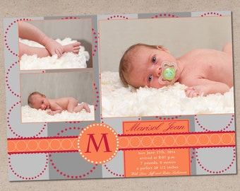 Mod Mod World Baby Girl Birth Announcement