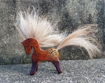 Leather and Horse Hair Totem - Horse Figureine - Appaloosa Horse - Keepsake