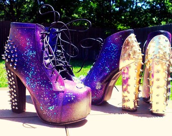 Intergalactic Planetary Spiked Booties Space Heels