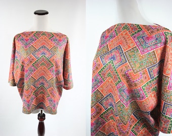 1970's Paisley Cropped Square Blouse