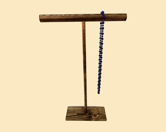 24 inch Collapsible T-Bar Necklace Holder / Necklace Stand / Pendant Stand / Wooden Jewelry Display / Jewelry Holder / 10 color options