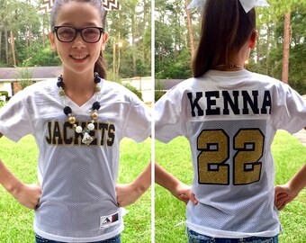 Custom Girls Football Jersey, Game Day Jersey, Football Bachelorette, Cheerleader Jersey, Team Spirit Shirt, Powderpuff Game Jersey