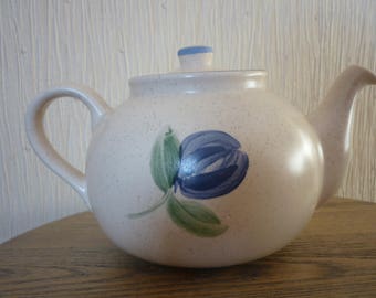 Vintage Oldcourt Pottery Teapot, Large Ceramic Teapot. Floral Teapot. Made in Staffordshire
