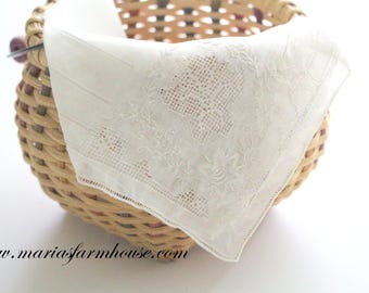 Vintage Embroidered Design Ladies' Handkerchief, Bride to Be, Wedding Gift