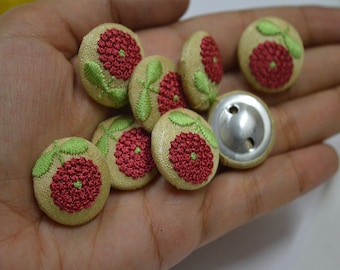 Maroon Embroidered button Decorative Indian Fancy Button Handcrafted Fabric Cover Button Embellishment Button Crafting Supplies Sewing