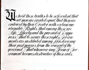Calligraphy, Declaration of Independence(first part of)