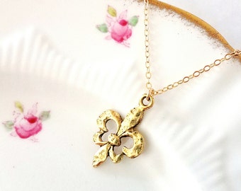 Fleur De Lis necklace Fleur De Lis jewelry NOLA New Orleans Fleur De Lis gold necklace Fleur De Lis charm necklace Fleur De Lis pendant Gift