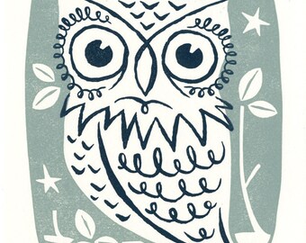 Owl - Letterpress mini print
