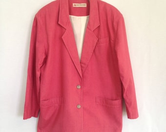 1980s pink linen blazer by ROO CROSSING, sz s