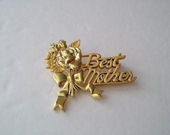 DANECRAFT Gold Tone Best Mother Brooch