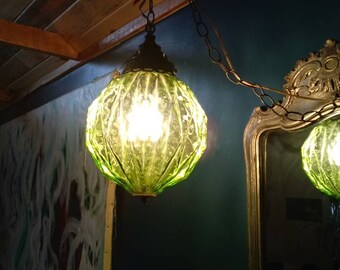 Vintage Swag Lamp in Green
