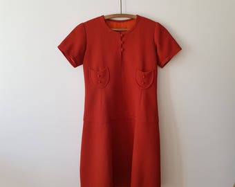Dress / women / vintage / rust.