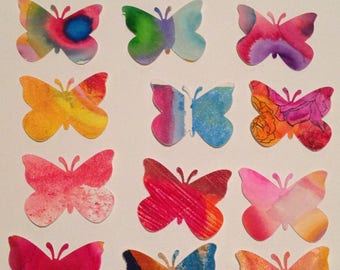 Grab bag of 25 Assorted Watercolor Butterflies