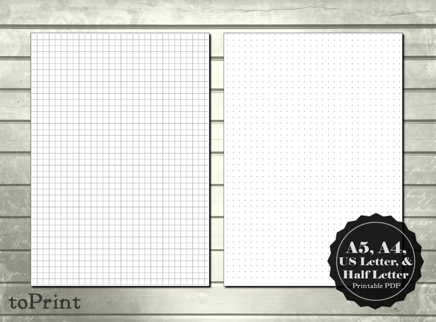 5mm plain square grid and dot grid printable planner pages