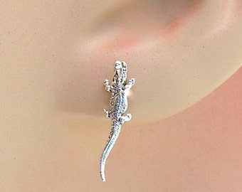 Earrings Alligator Gator Mascot Sterling Silver Animal Minimal Ear Studs no. 3507