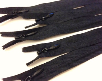 12 Inch Black invisible zippers wholesale, Ten pcs - great for garments and pillow cases, YKK color 580