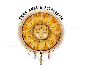 Apothecary logo, Sun mystical logo design apothecary, magic sun feathers logo, sun boho logo, mystical apothecary logo, sun logo design