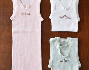 Singlet - Flowers - Hand Embroidered - Baby