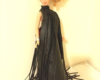 Leather fringed dress