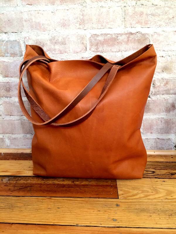 Large camel brown Leather Tote Bag oversized brown leather