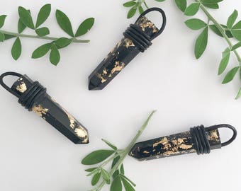 Black and Gold Resin Pendant