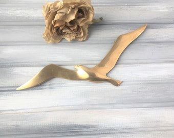 Brass Seagull Wall Decor / Brass Decor / Brass Wall Decor / Brass Bird / Brass Seagull