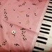 Pink kawaii Japanese satin cotton fabric 110x100cm, piano, music, notes