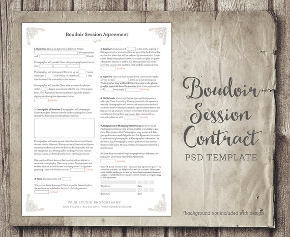 Boudoir Session Client Agreement Form Template Business Form
