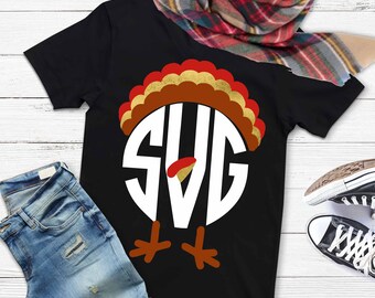 Turkey svg, turkey shirt, turkey face svg, Thanksgiving svg, monogram SVG, blessed, SVG, Digital Download, commercial use, dxf, eps
