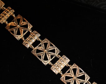 Lacey Silver & Cut Steel Ornate Linked Bracelet