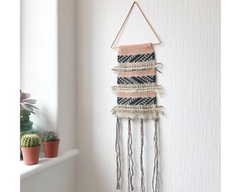 Boho knitted wall hanging - knitted wall hanging - macrame wall hanging - dream catcher - knitted wall art - textile art - macrame