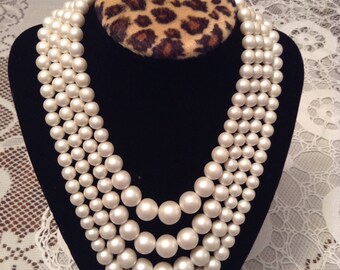 Lovely 4 Strand Faux Pearl Necklace.