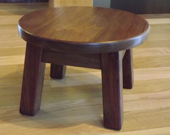 Walnut, round stool, step stool, mission style, farmhouse, 8"- 10" - 12" H
