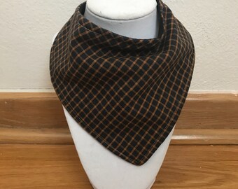 Black and Brown Plaid Bandana Bib