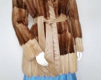 Equisite Mink Leather Jacket Vintage Ladies Fur Coat