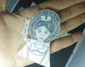 Black and White - Alice in Wonderland - Illustration Sticker Pack - 3pcs
