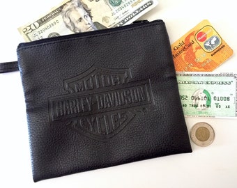 Harley Davidson Bag - Motorcycle Pouch - Vegan Leather Wallet - Harley Davidson Motors Coin Pocket - Vintage Coin Pouches - Biker Gift