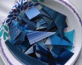 Blue Scrap Glass -1 lb lot-Blue Glass Mix-Scrap Glass-Mosaic Glass