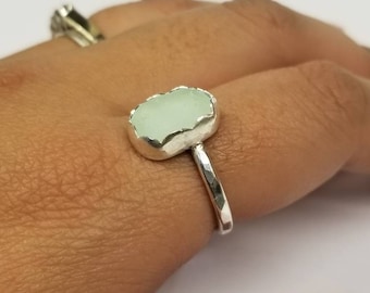 Seafoam Sea Glass Sterling Ring Size 7.25