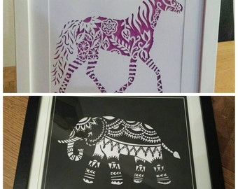 Papercutting Horse Pony or Elephant Gift