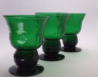 Oiva Toikka 3 green Fauna wine glasses Nuutajarvi Finland