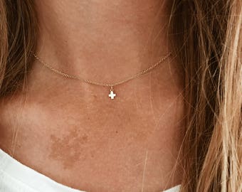 Tiny Plus Sign Necklace Charm 14/20 Gold-fill or 14/20 Rose Gold-fill 14", 16", 18", or 20" Chain