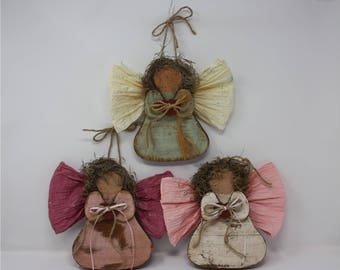 Country angel, angel decor, wood angel, primitive angel, Christmas angel, folk art decor, folk art angel